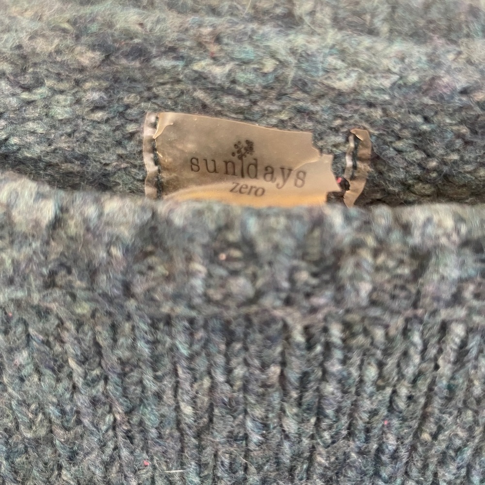 Sundays Women's Zero Green Mohair  Cropped Wool Pullover Sweater Balloon Slv - Picture 3 of 6